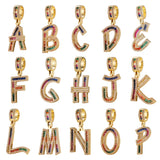 39*15.5mm Rainbow CZ Initial Letter Charms for DIY Pendant Jewelry Making