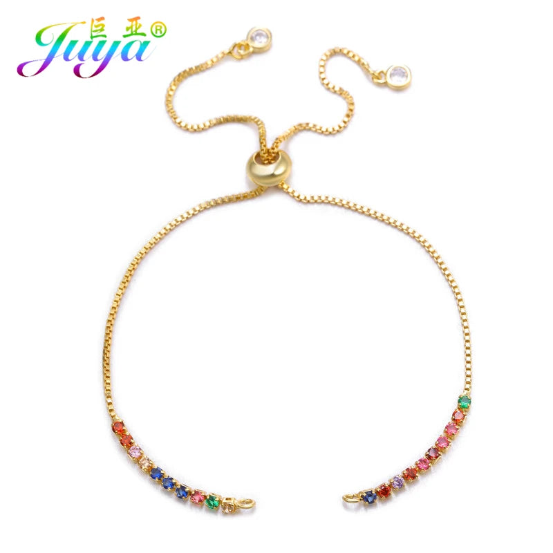 3Pcs 18K Plated Rainbow Crystals Slider Chains DIY Bracelet Making