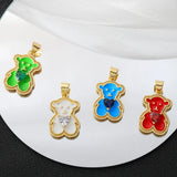 3Pcs 18K CZ Enamel Candy Bear Cross Sun Flower Charms