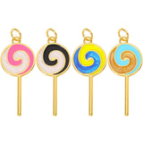 3Pcs 18K CZ Enamel Candy Bear Cross Sun Flower Charms