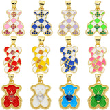 3Pcs 18K CZ Enamel Candy Bear Cross Sun Flower Charms