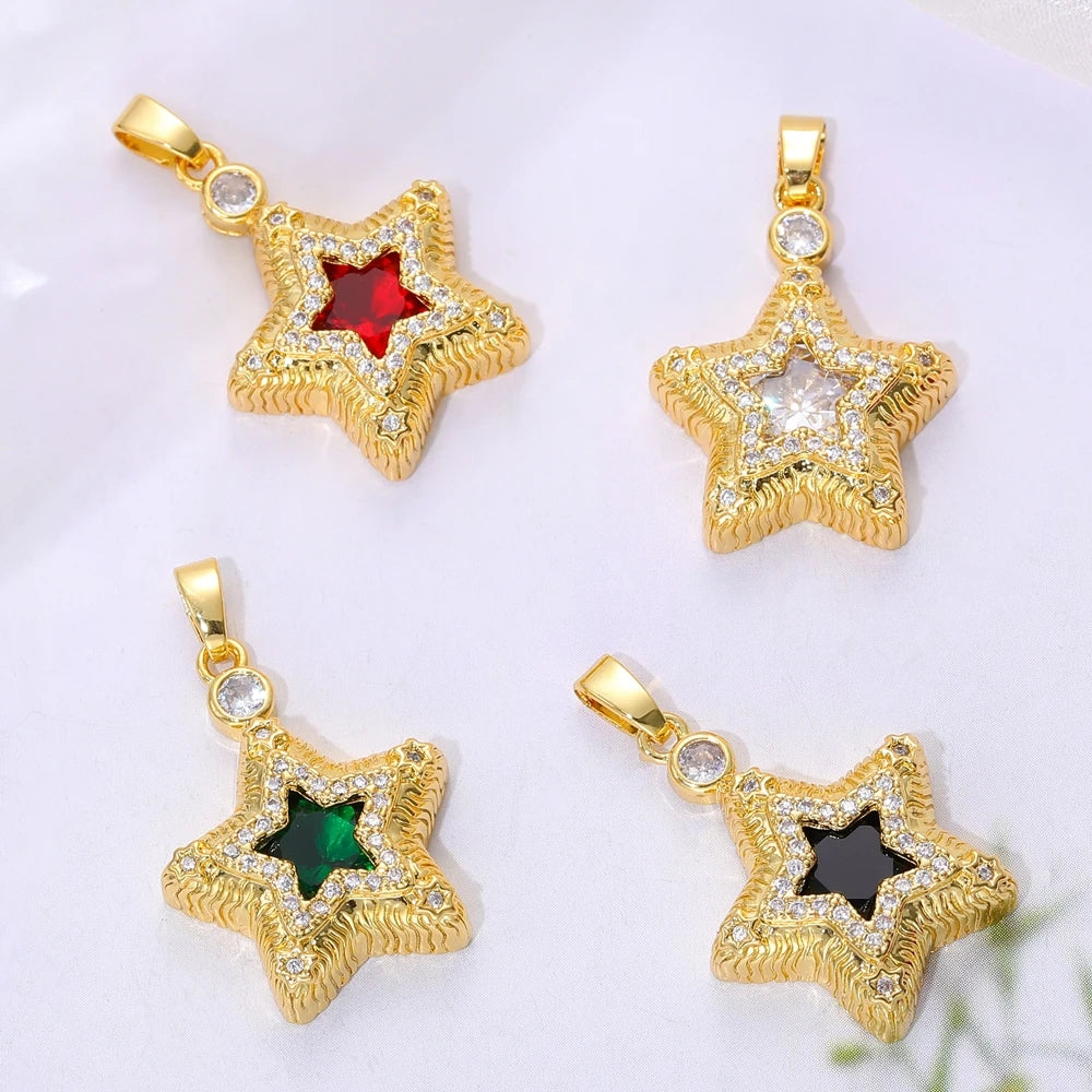3Pcs CZ Heart Drop Star Charms for DIY Jewelry Making