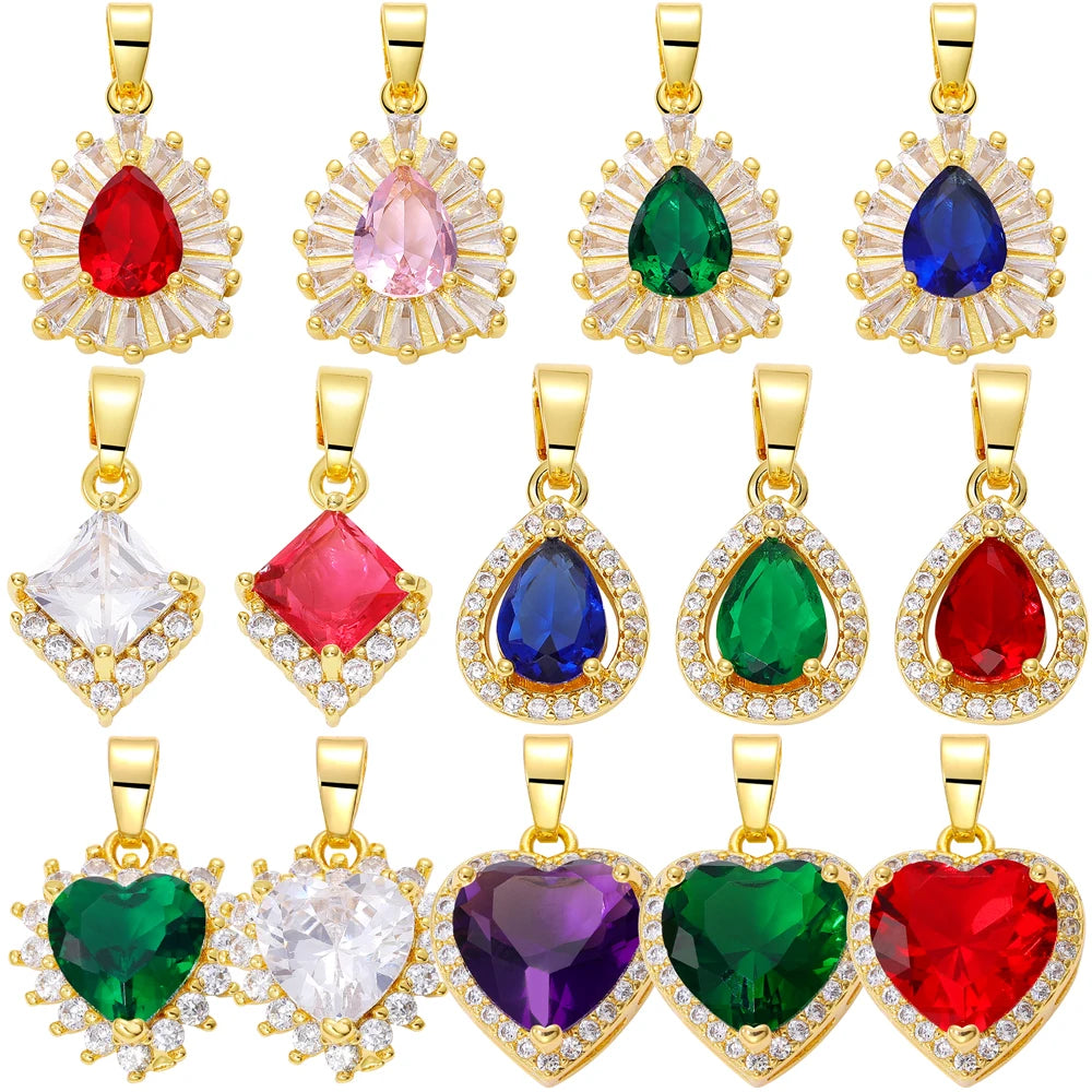 3Pcs CZ Heart Drop Star Charms for DIY Jewelry Making