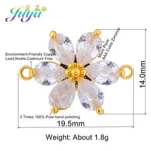 DIY CZ Flower Charm Connectors, 3pcs/Lot, Jewelry Making