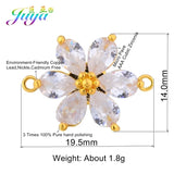 DIY CZ Flower Charm Connectors, 3pcs/Lot, Jewelry Making