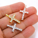 4Pcs 18K Plated CZ Cross Pendants DIY Women Religious Jewelry Making