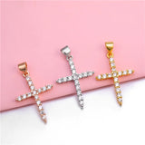 4Pcs 18K Plated CZ Cross Pendants DIY Women Religious Jewelry Making