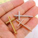 4Pcs 18K Plated CZ Cross Pendants DIY Women Religious Jewelry Making