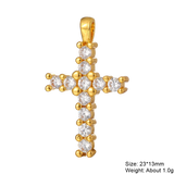 4Pcs 18K Plated CZ Cross Pendants DIY Women Religious Jewelry Making