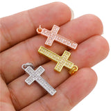 4Pcs 18K Plated CZ Cross Pendants DIY Women Religious Jewelry Making