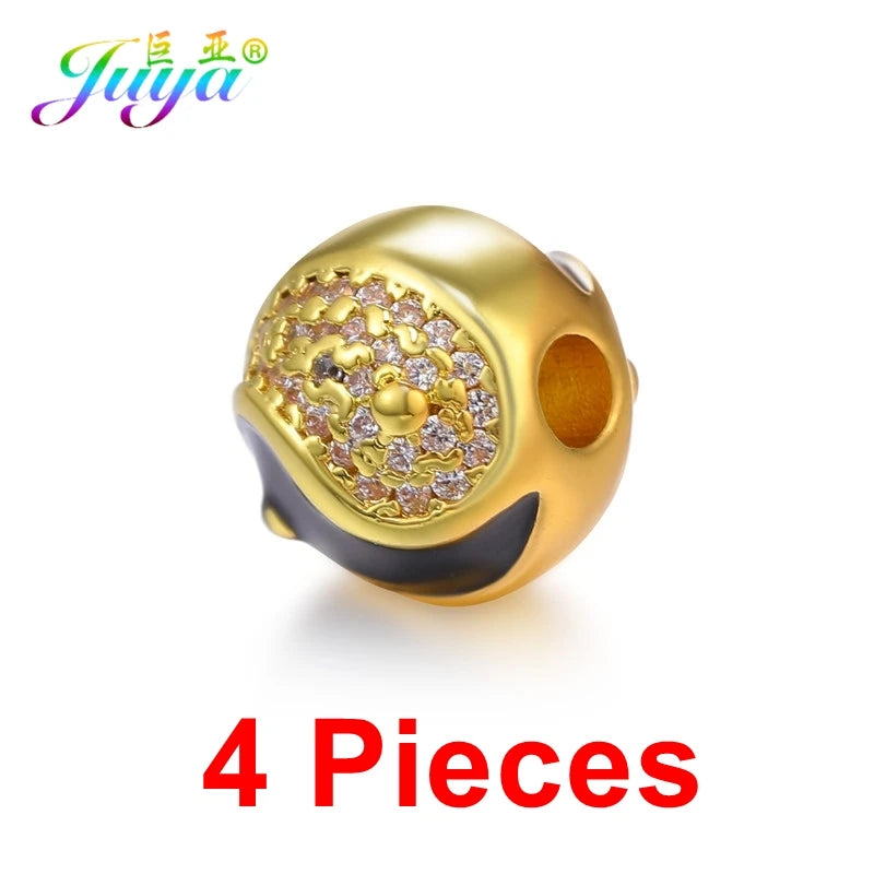 4Pcs/Lot DIY Taichi Yin Yang Enamel Metal Ball Charm Beads