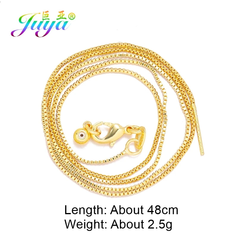 4pcs DIY Silver/Rose Needle Pin Clasp Box Chains For Necklace Making