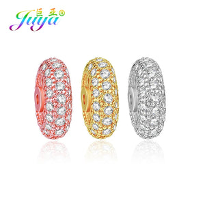 4pcs Micro Pave Zirconia 11mm Round Spacer Charm Beads For Jewelry