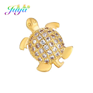 6pcs CZ Turtle Charm Beads for Jewelry Making