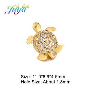 6pcs CZ Turtle Charm Beads for Jewelry Making