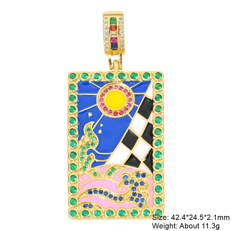 18K Real Plated Enamel Greek Evil Eye Pendant for Handicraft Charms Jewelry