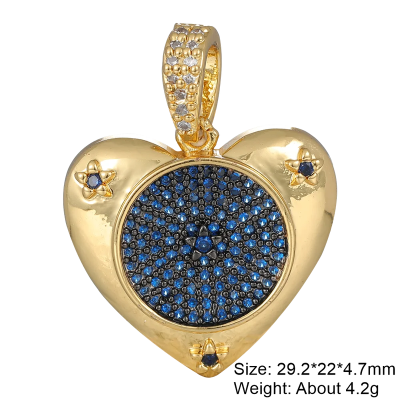 18K Real Plated Micro Pave Zircon Love Heart Charms For Women Bridal