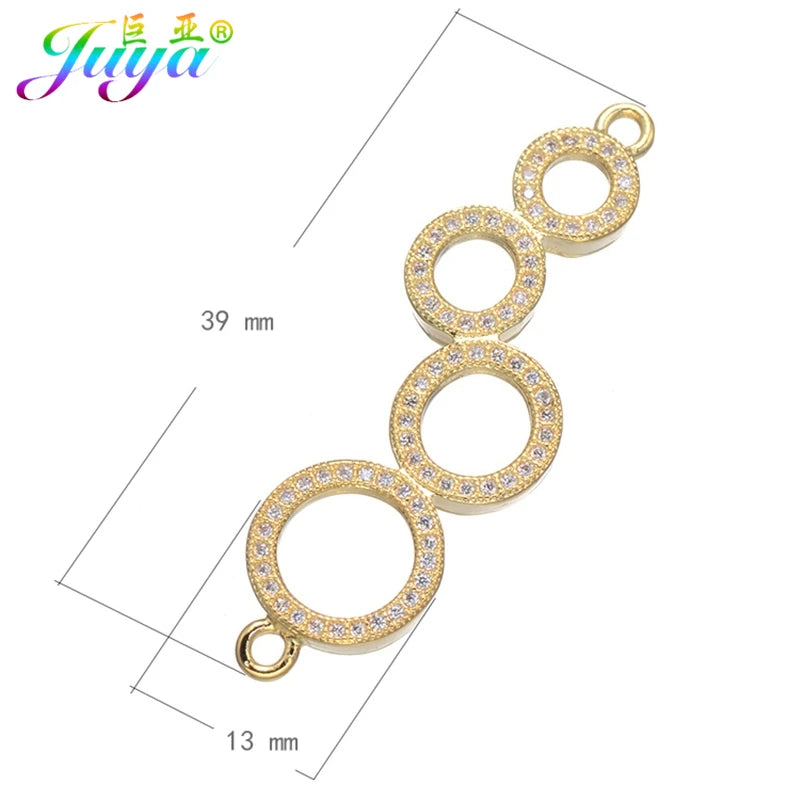 Micro Pave Zircon Charm Connectors for DIY Bracelets Earrings Making