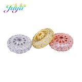Micro Pave Zircon Metal Spacer Beads For Natural Stone Beadwork Jewelry Making