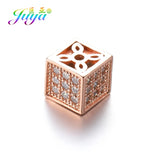 6mm 8mm Square Charm Beads Micro Pave Zircon for Jewelry Making