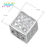 6mm 8mm Square Charm Beads Micro Pave Zircon for Jewelry Making
