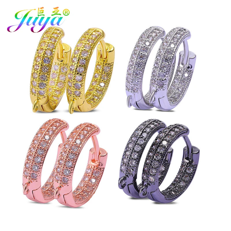 DIY CZ Silver Hoop Earring Hooks for Earrings Making