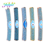 DIY Gem Findings Paved Enamel Evil Eye Tube Beads For Jewelry Making