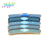 DIY Gem Findings Paved Enamel Evil Eye Tube Beads For Jewelry Making