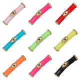 DIY Gem Findings Paved Enamel Evil Eye Tube Beads For Jewelry Making