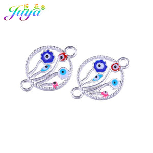 Enamel Evil Eye Charm Connectors for Jewelry Making