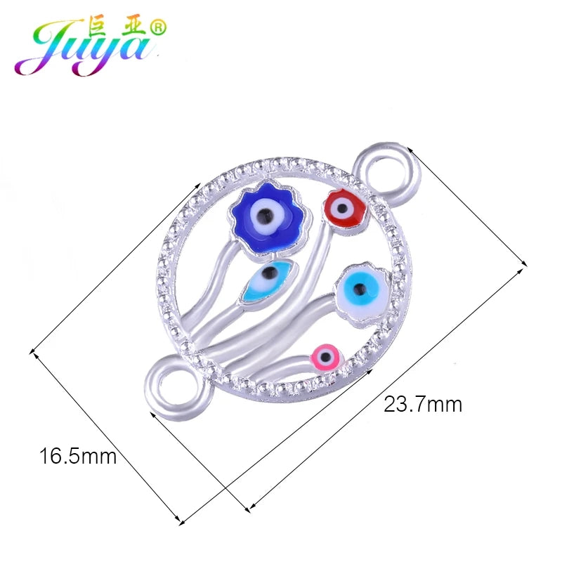 Enamel Evil Eye Charm Connectors for Jewelry Making