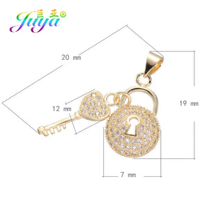 Cz Paved Glitters Heart Key Charm Pendant For Women