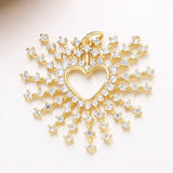 18K Gold Plated CZ Love Heart Star Charms for DIY Pendant Jewelry Making