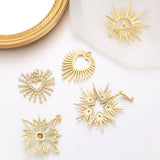 18K Gold Plated CZ Love Heart Star Charms for DIY Pendant Jewelry Making