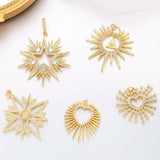 18K Gold Plated CZ Love Heart Star Charms for DIY Pendant Jewelry Making