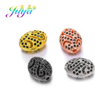 DIY Oval Beads Micro Pave Zircon Charm Beads Natural Stones Beading