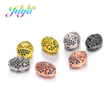 DIY Oval Beads Micro Pave Zircon Charm Beads Natural Stones Beading