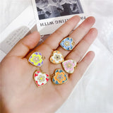 Enamel Flower Love Peach Heart Charm Jewelry Making Supplies
