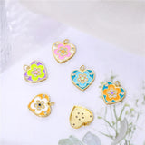 Enamel Flower Love Peach Heart Charm Jewelry Making Supplies