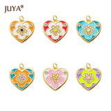 Enamel Flower Love Peach Heart Charm Jewelry Making Supplies