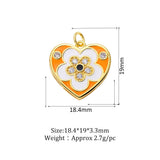 Enamel Flower Love Peach Heart Charm Jewelry Making Supplies
