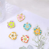 Enamel Flower Love Peach Heart Charm Jewelry Making Supplies
