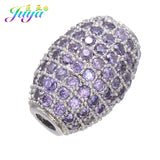 DIY Rainbow Beads Micro Pave Zircon Metal Spacer Charm Beads