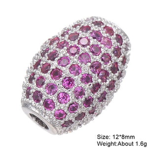 DIY Rainbow Beads Micro Pave Zircon Metal Spacer Charm Beads
