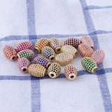 DIY Rainbow Beads Micro Pave Zircon Metal Spacer Charm Beads