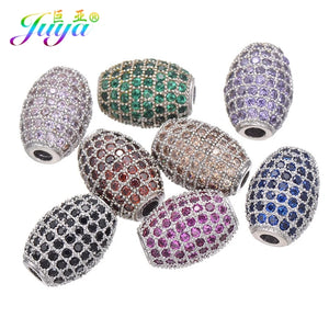 DIY Rainbow Beads Micro Pave Zircon Metal Spacer Charm Beads