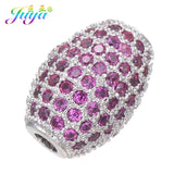 DIY Rainbow Beads Micro Pave Zircon Metal Spacer Charm Beads