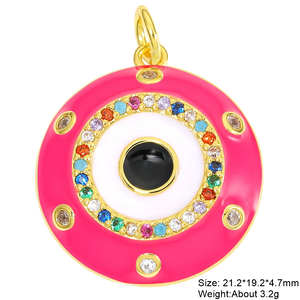 Zirconia Enamel Heart Evil Eye Charms for DIY Pendant Making