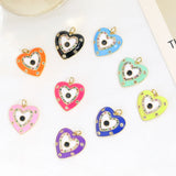 Zirconia Enamel Heart Evil Eye Charms for DIY Pendant Making
