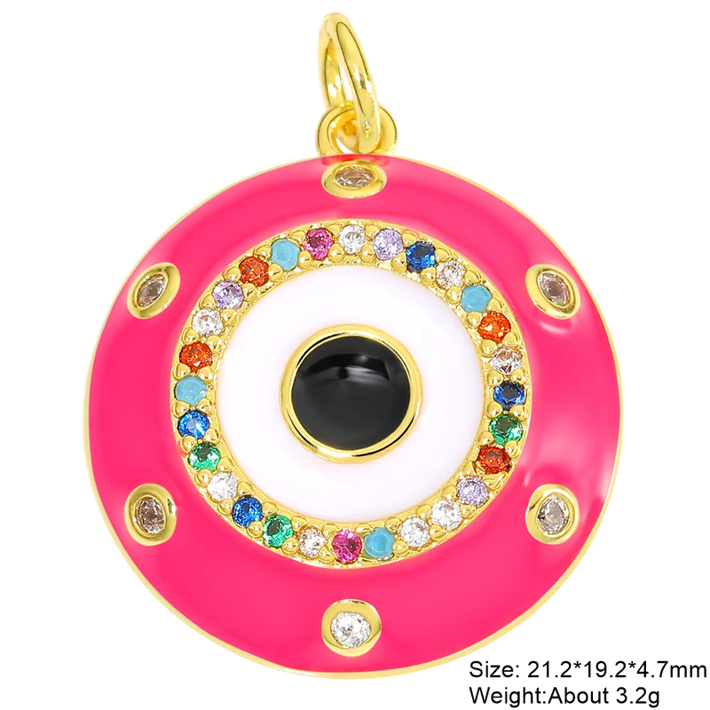 Zirconia Enamel Heart Evil Eye Charms for DIY Pendant Making